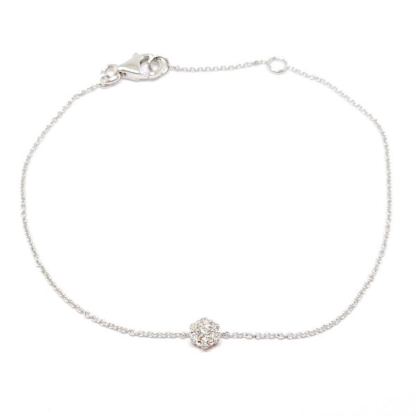 Bracelet fleur diamants or blanc 18 carats